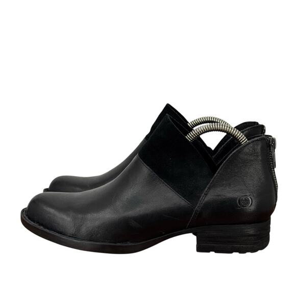 Born Karava Boots Ankle Bootie Black Leather Suede Womens SZ 7 Split Zip Western - Picture 5 of 10